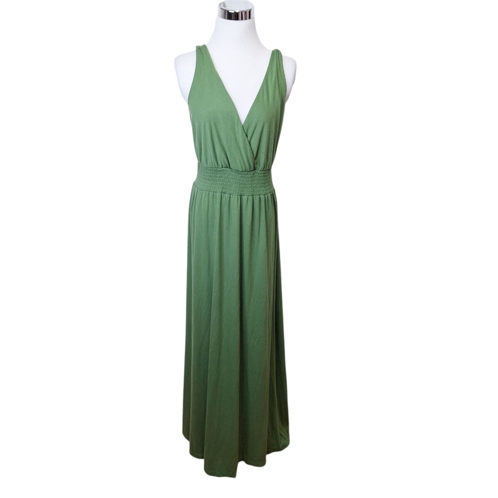 Christine‎ V Womens 4X Crossover Bodice Maxi Dress Green Twist Shoulder Straps